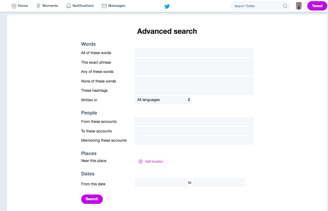 Twitter Advance Search
